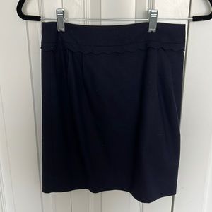 Jcrew navy pencil skirt with scallop detail